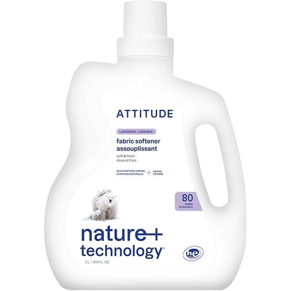 Liquid Fabric Softener, Plant-Based & Vegan, HE Compatible, Naturally Derived, Lavender Scent, 80 Loads, 67.6 Fl Oz
