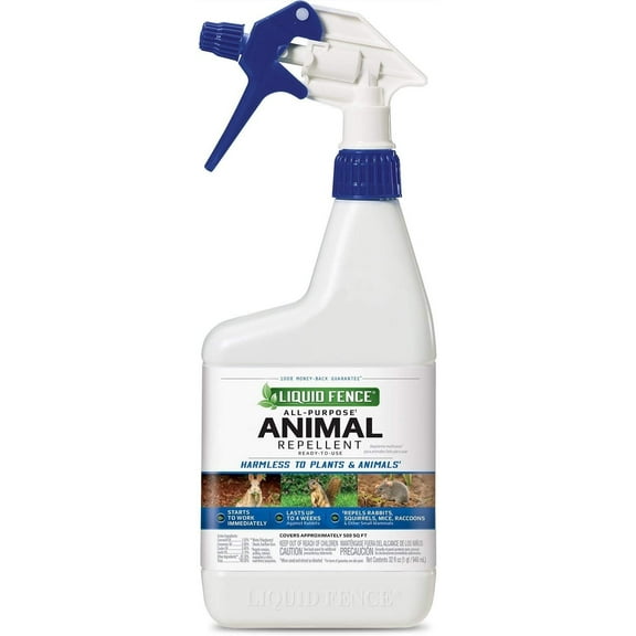 Liquid Fence All-Purpose Animal Repellent Spray - Repels Rabbits, Squirrels, Raccoons - 6 Pack, 32 oz