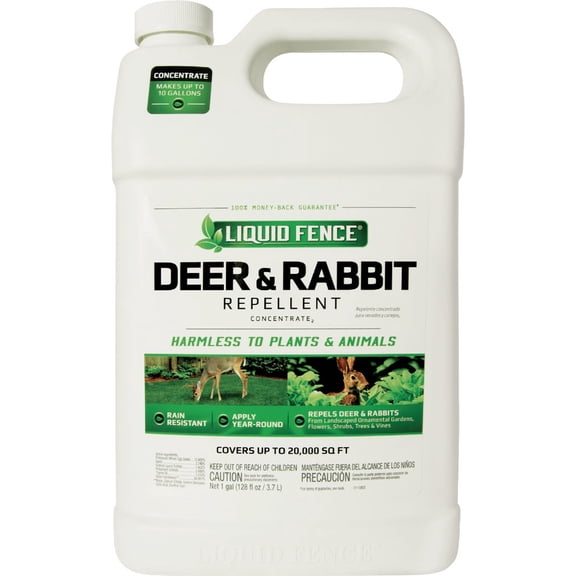 1-pack Liquid Fence Deer And Rabbit Repellent Concentrate - Deterrent, Liquid, 1 Pack, 1 Gallon  Residential Use, Standard Application
