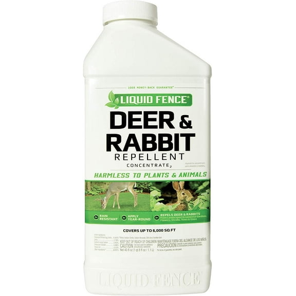 Liquid Fence Deer & Rabbit Repellent Concentrate - Liquid Bottle - 40-Ounce