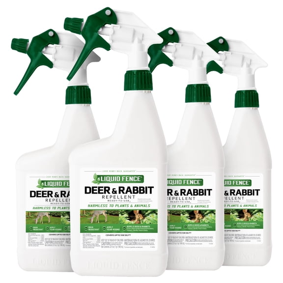 Liquid Fence Deer & Rabbit Repellent Ready-to-Use, 32-Ounce, 4-Pack