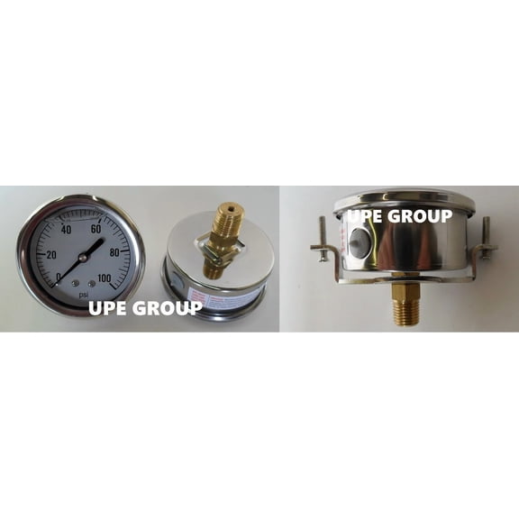 Liquid Filled Panel Mount Pressure Gauge U Clamp 2.5 Face 0-100 1/4 Npt Mi