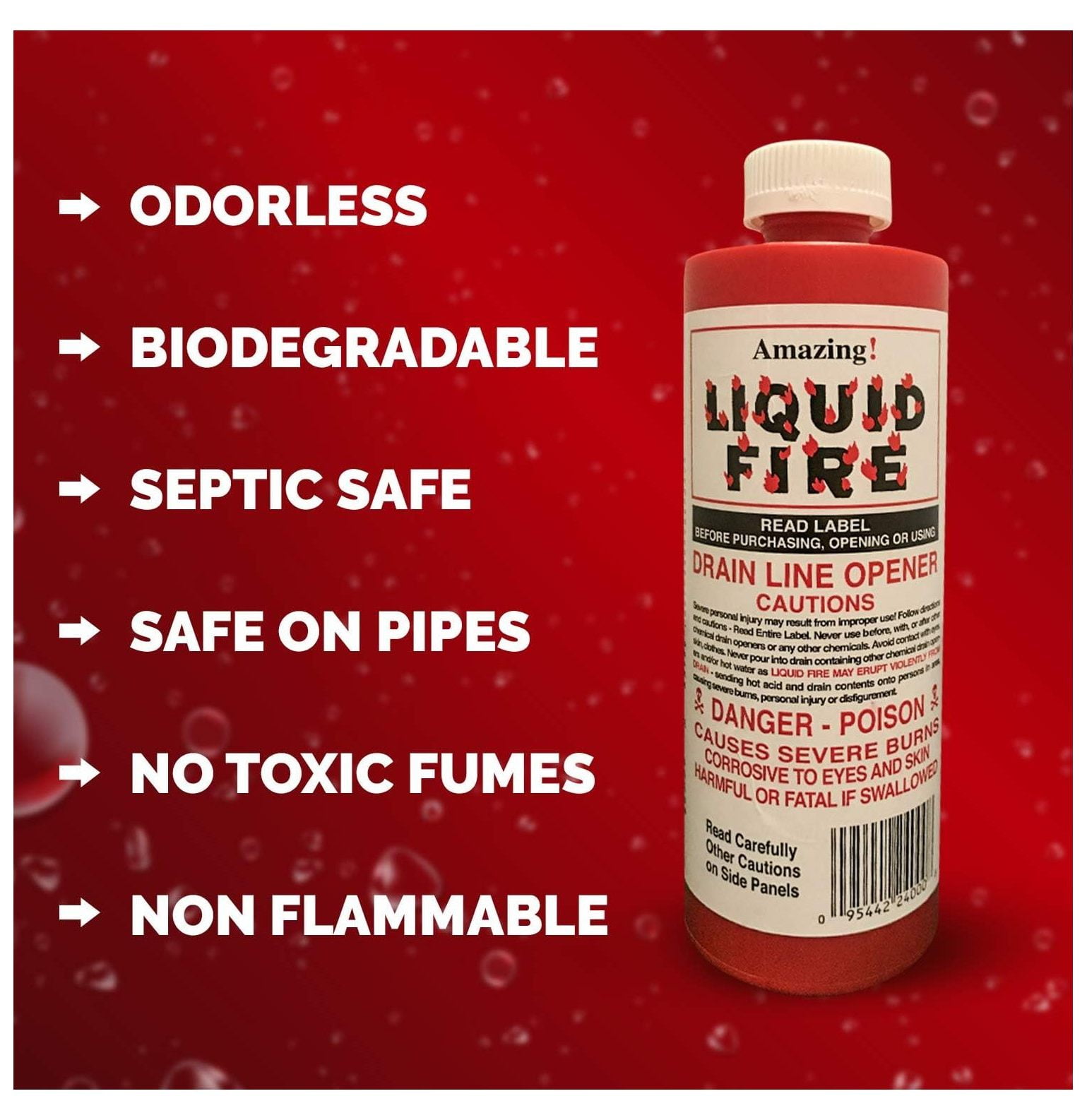 Liquid Fire Drain Line Opener, 32 Oz