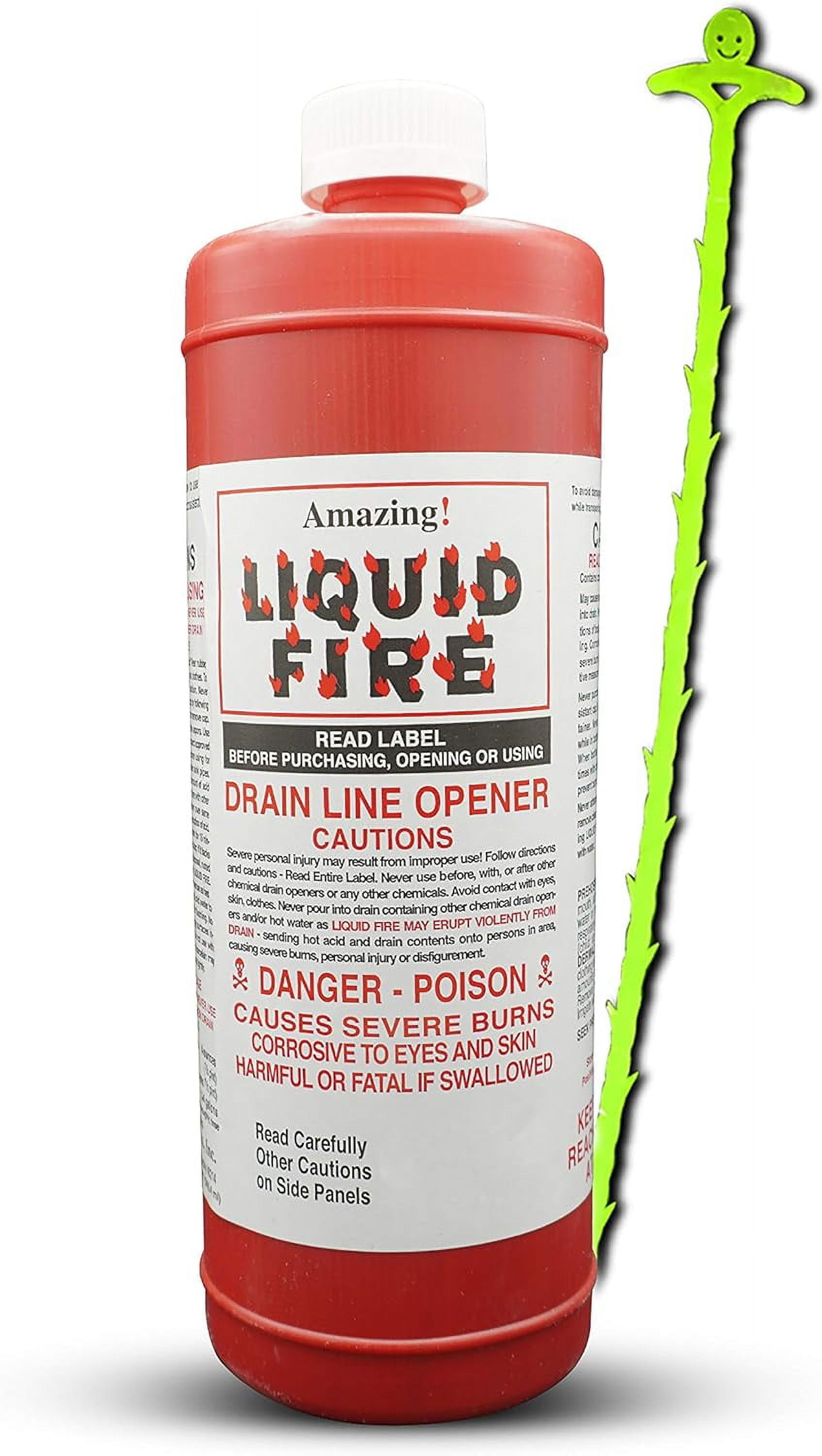 Liquid Fire Drain Opener with Centaurus AZ Drain Snake 32oz 1Pack