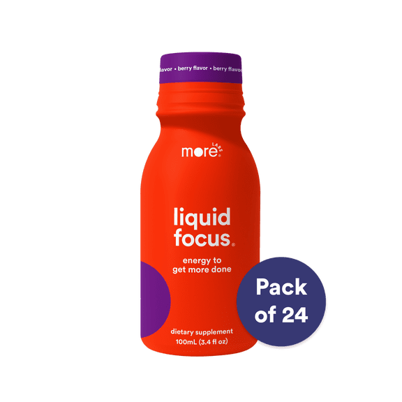 Liquid Focus, Nootropic Smart Drink with Powerful Antioxidants and Adaptogenic Herbs for Energy and Concentration, Energy Shot, 150mg Caffeine - Pack of 24