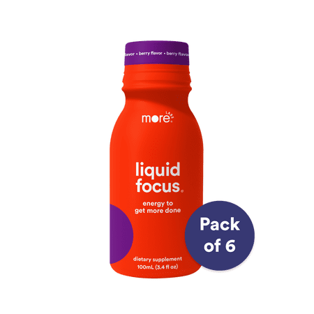 Liquid Focus Nootropic Smart Drink with Antioxidants & Adaptogenic Herbs, Energy Shot, 150mg Caffeine - Pack of 6