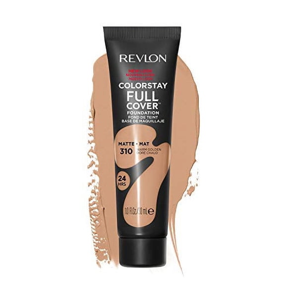 Liquid Foundation by Revlon, ColorStay Face Makeup for Normal and Dry Skin, Longwear Full Coverage with Matte Finish, Oil Free, 310 Warm Golden, 1.0 Oz