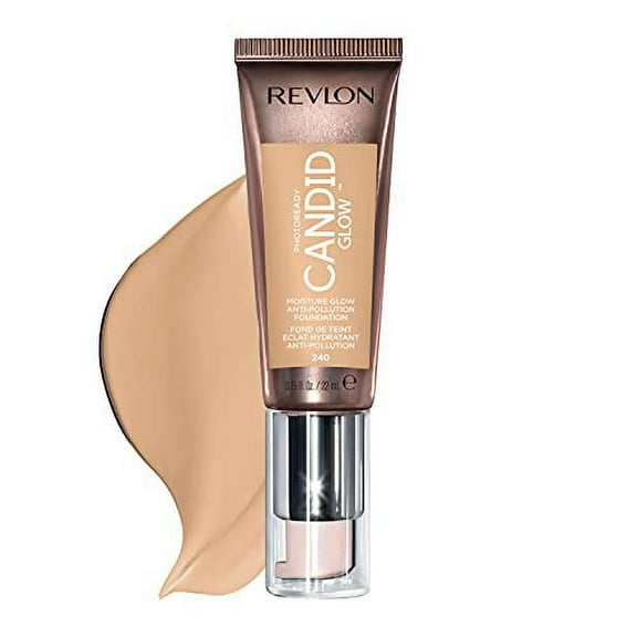 Liquid Foundation by Revlon, Photo Ready Candid Glow Face Makeup for Sensitive and Dry Skin, Longwear Sheer-Medium Coverage with Natural Glow Finish, 240 Natural Beige, 0.75 Oz