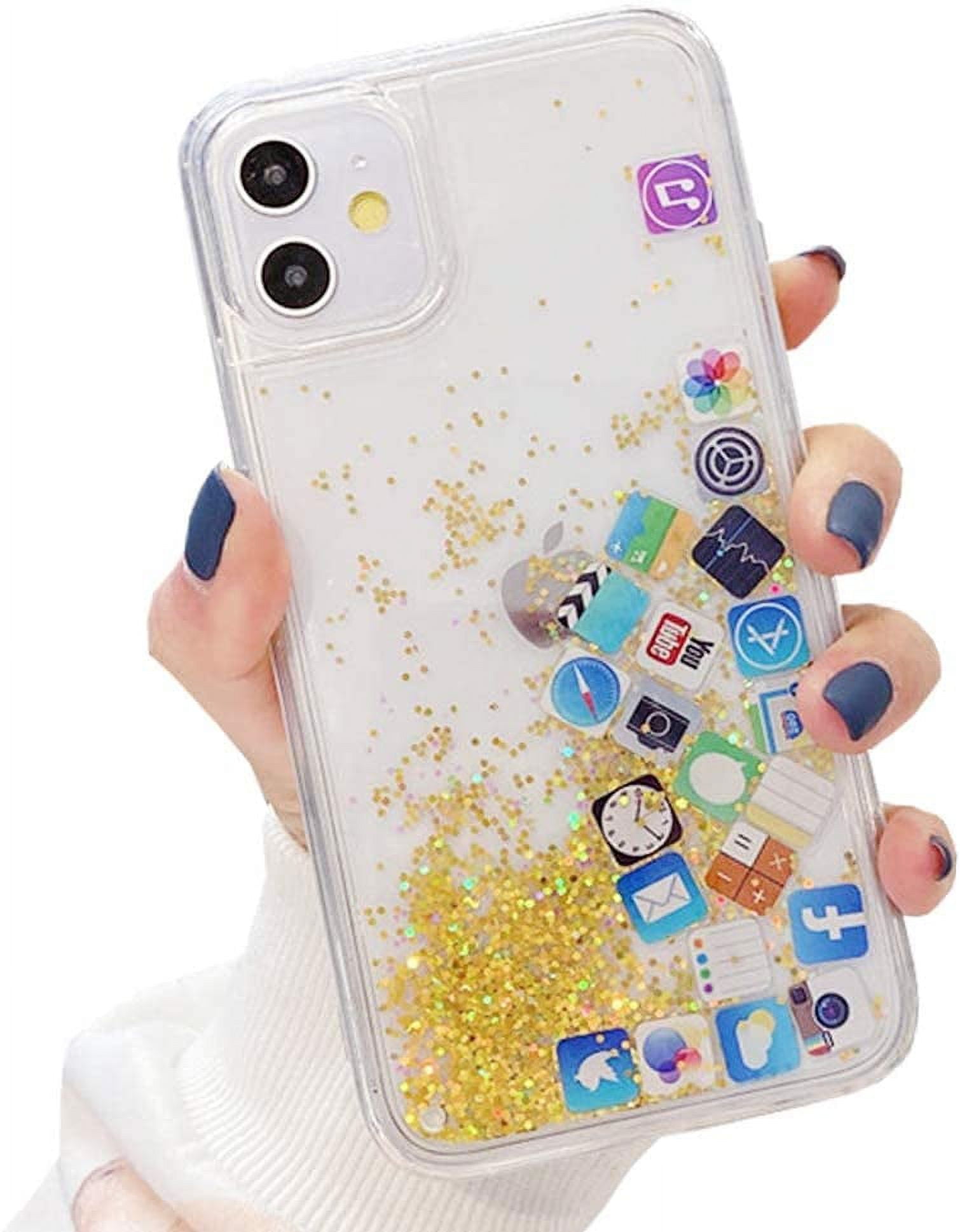 Liquid Glitter App Icons Bling Quicksand (Gold) Case Cover for