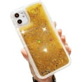 thumbnail image 1 of Liquid Glitter Case Compatible with iPhone 11, Hard Back Colorful Bling Quicksand Phone Case (Gold & Stars, iPhone 11), 1 of 13