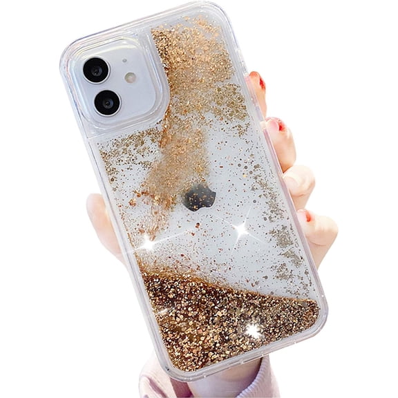 Liquid Glitter Case Compatible with iPhone 11, Hard Back Colorful Bling Quicksand Phone Case (Sequins Gold, iPhone 11)