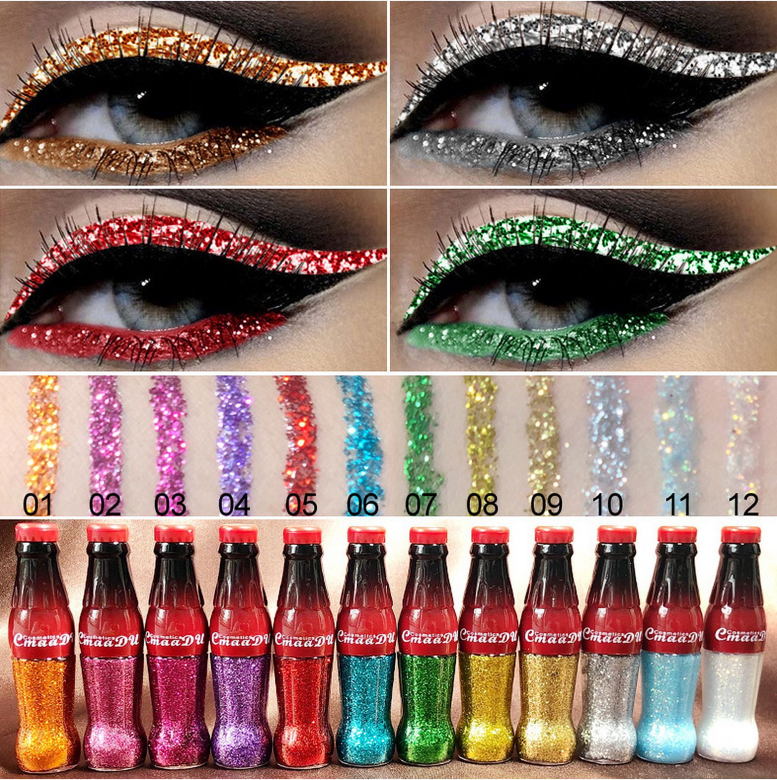 Double Ended Eyeshadow - Eyeliner Metallic Shimmer Glitter Liquid eyeshadow  Kohl