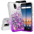 thumbnail image 1 of Liquid Glitter Phone Case for Cricket Debut 4G / AT&T Calypso 2 (U319AA) Case Cover w/Tempered Glass Screen Protector - Clear/Purple, 1 of 5