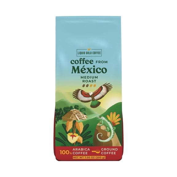 Liquid Gold Coffee from Mexico, Medium Roast Ground, 7OZ (200 Grams)