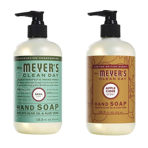 Liquid Hand Soap, 1 Pack Basil, 1 Pack Apple Cider, 12.5 OZ each