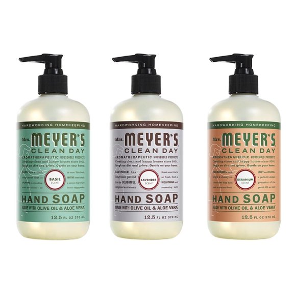 Liquid Hand Soap, 1 Pack Basil, 1 Pack Lavender, 1 Pack Geranium, 12.5 OZ each