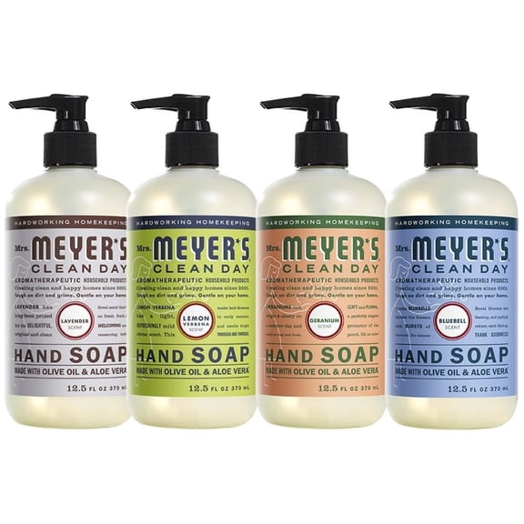 Liquid Hand Soap, Cruelty Free and Biodegradable Formula, 1 Pack Lavender, 1 Pack Lemon Verbena, 1 Pack Geranium, 1 Pack Bluebell, 12.5 OZ each