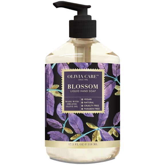 Liquid Hand Soap By Olivia Care. Blossom & Essential Oils. All Natural - Cleansing, Germ-Fighting, Moisturize Hand Wash for Kitchen & Bathroom - Gentle, Mild & Natural Scented - 18.5 OZ