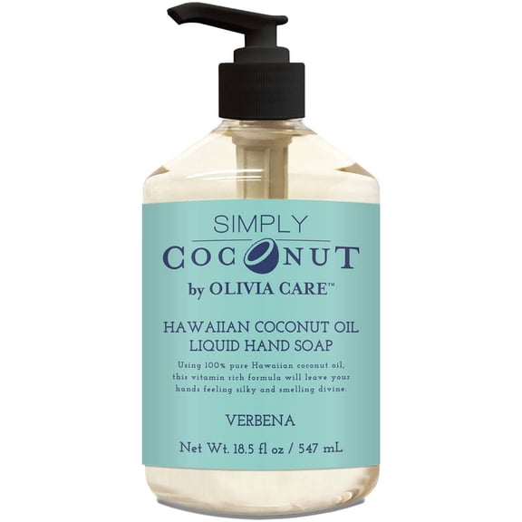 Liquid Hand Soap By Olivia Care - Verbena & Coconut. All Natural - Cleansing, Germ-Fighting, Moisturizing Hand Wash for Kitchen & Bathroom - Gentle, Mild & Natural Scented - 18.5 OZ