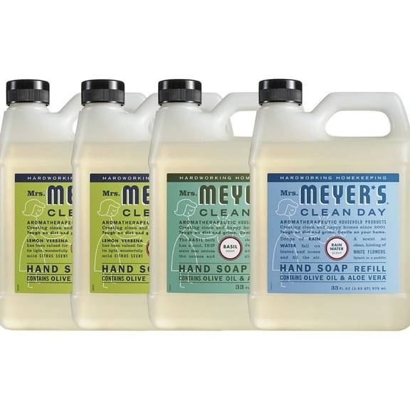 Liquid Hand Soap Refill, 2 Packs Lemon Verbena, 1 Pack Basil, 1 Pack Rainwater, 33 OZ each