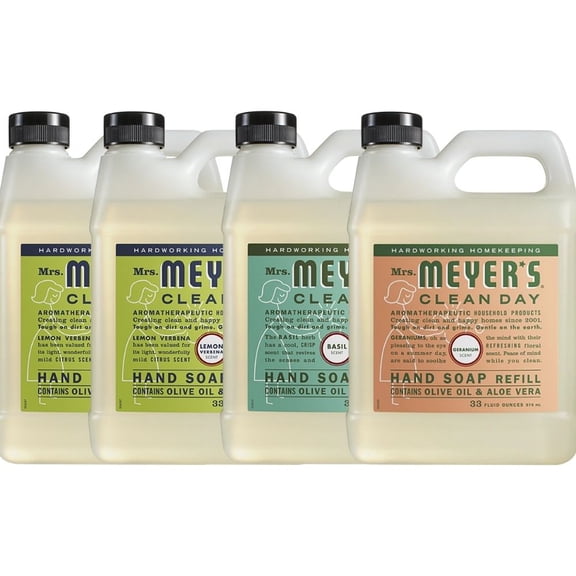 Liquid Hand Soap Refill, 2 Packs Lemon Verbena, 1 Pack Basil, Geranium, 33 OZ