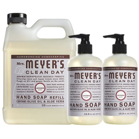 Liquid Hand Soap and Liquid Hand Soap Refil Combo, 2 Pack Liquid Hand Soap 12.5 Fl OZ, 1 Pack hand Soap Refill 33 Fl OZ, Lavender Scent