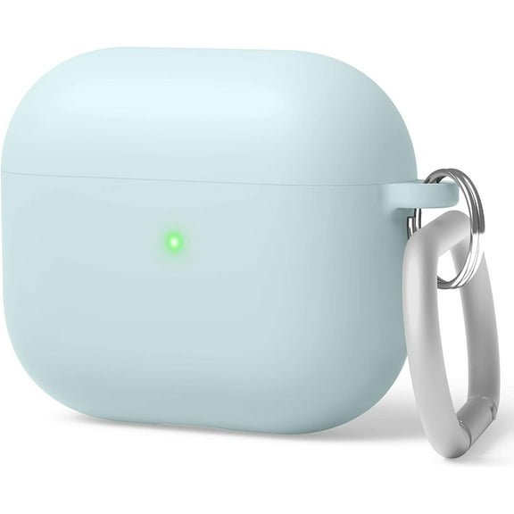 Liquid Hybrid Case Compatible with AirPods 3rd Generation Case - Compatible with AirPods 3 Case Cover, Triple Layer Protection, Keychain Included, Wireless Charging, Shock Resistant (Mint)