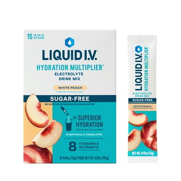 Liquid I.V. White Peach Sugar-Free Hydration Multiplier Powdered Electrolyte Drink Mix, 15 Ct Packets