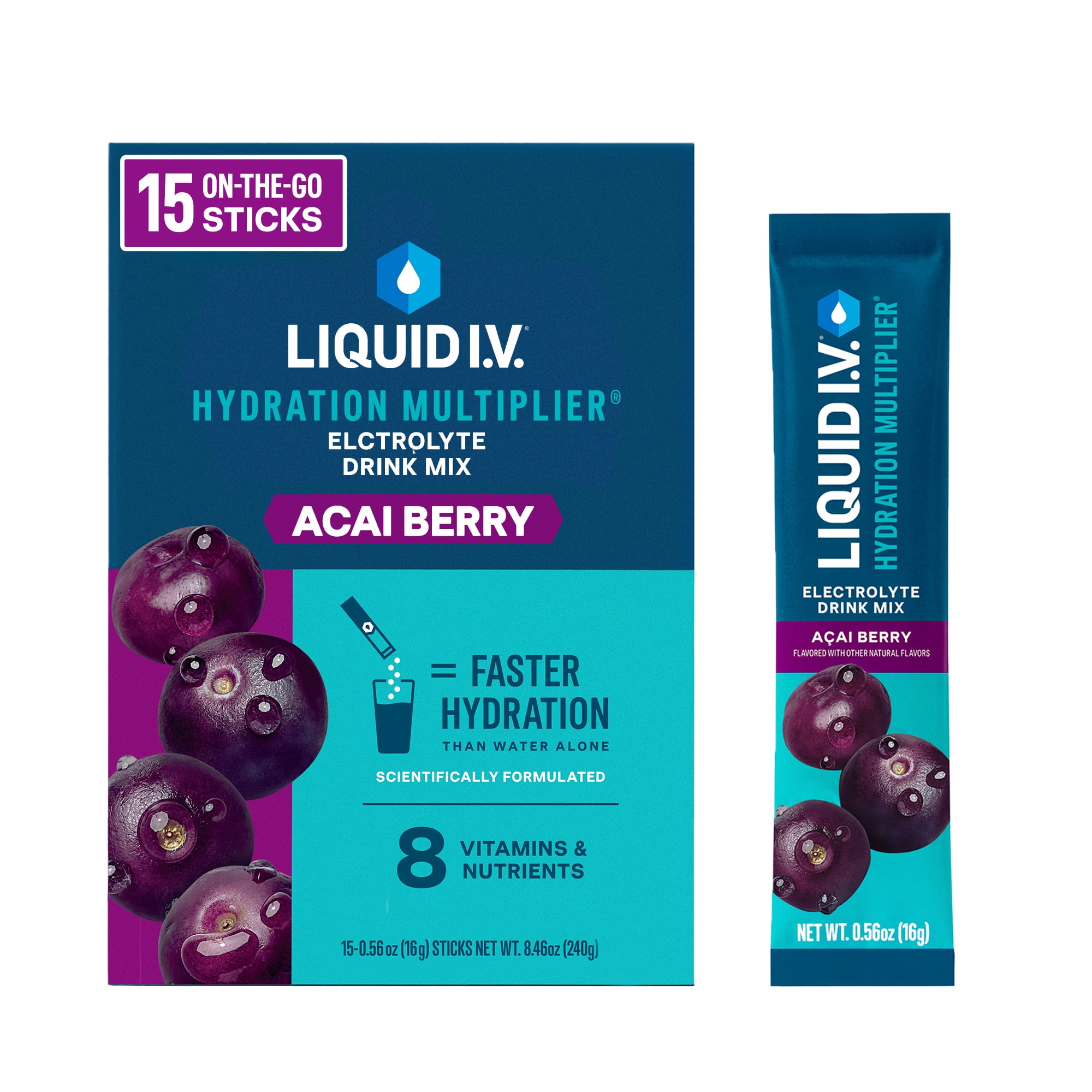Liquid I.V. Aa Berry Hydration Multiplier Powdered Electrolyte Drink Mix, 15 Count Packets