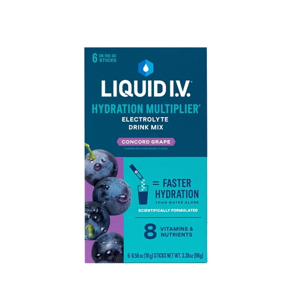Liquid I.V. Concord Grape Hydration Multiplier Powdered Electrolyte Drink Mix, 6 Count Packets