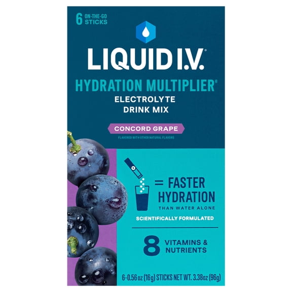 Liquid I.V. Concord Grape Hydration Multiplier Powdered Electrolyte Drink Mix, 6 Count Packets