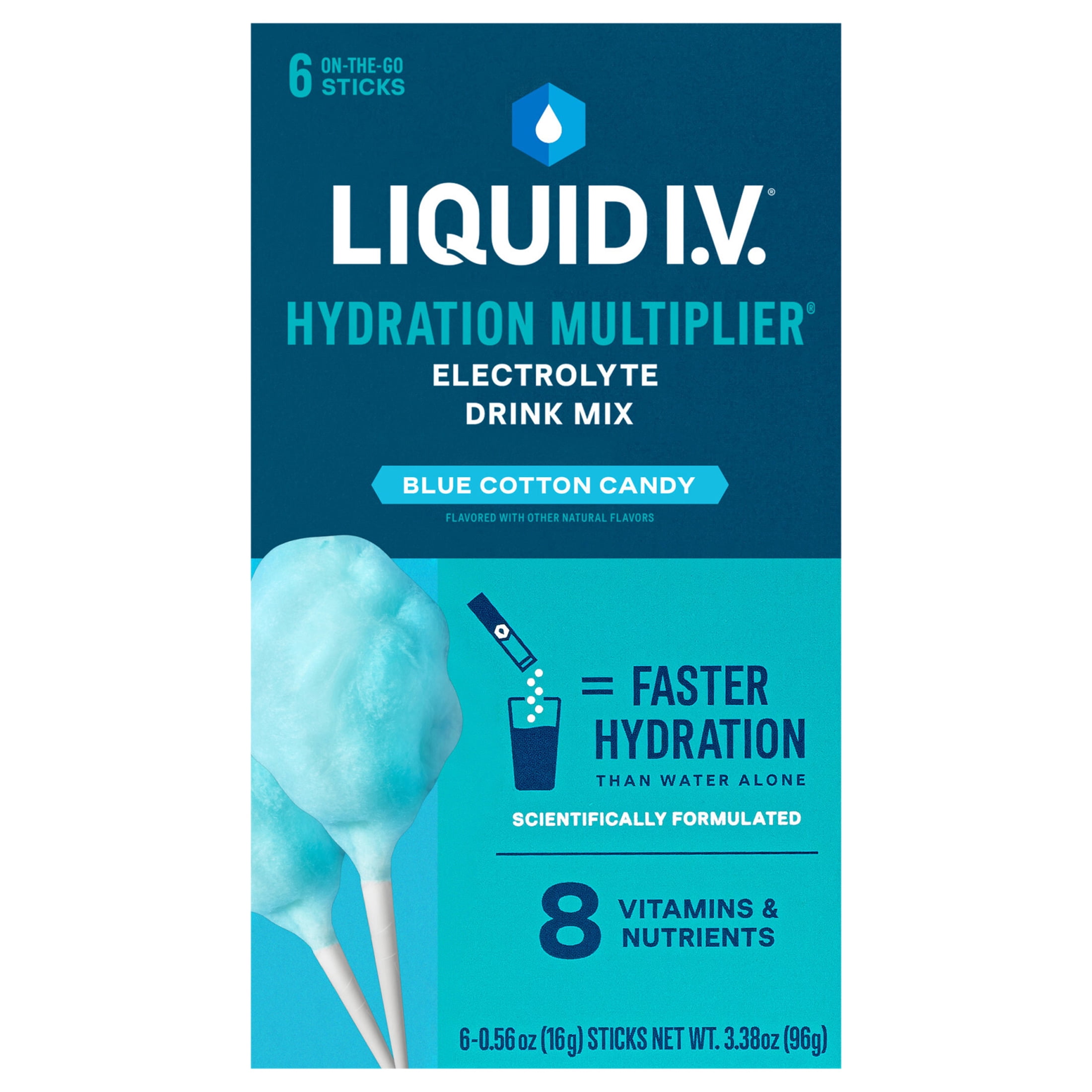 Liquid I.V.® Blue Cotton Candy Hydration Multiplier® Powdered ...