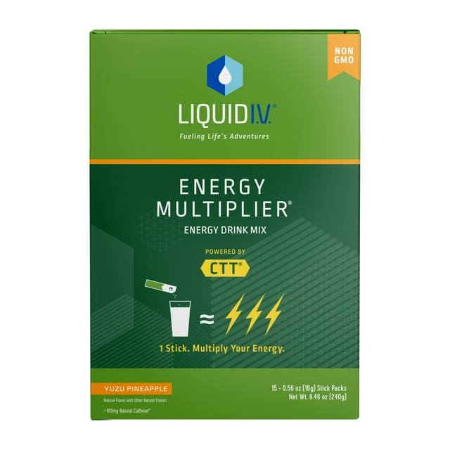 Liquid I.V. Energy Multiplier Energy Powder Packet Drink Mix, Yuzu