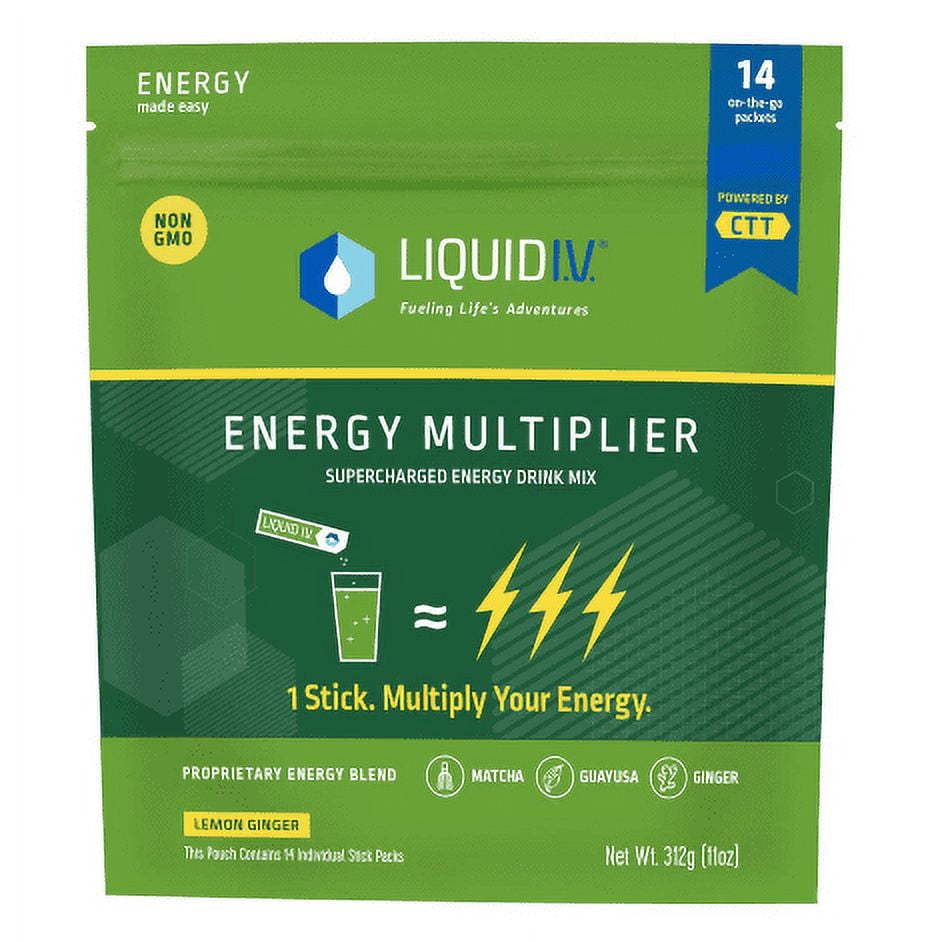Liquid I.V. Energy Multiplier, Matcha Mix, 9 Vitamins, Natural