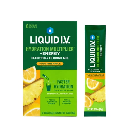 Liquid I.V. Energy Yuzu Pineapple Drink Mix, 6 Count