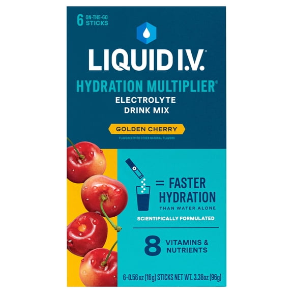 Liquid I.V. Golden Cherry Hydration Multiplier Powdered Electrolyte Drink Mix, 6 Count Packets