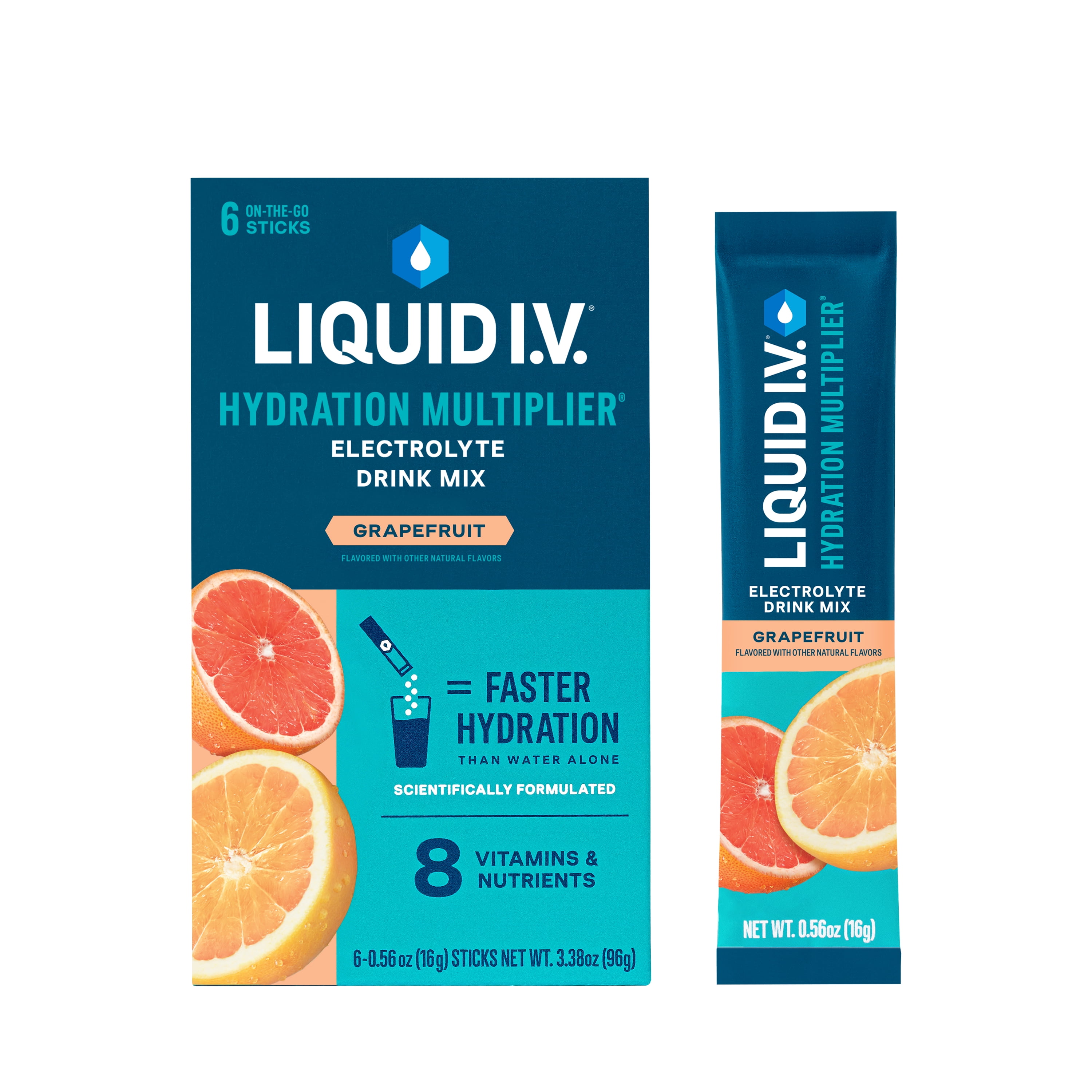 Liquid I.V. Grapefruit Hydration Multiplier Powdered Electrolyte Drink Mix, 6 Count Packets