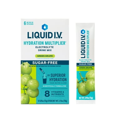 Liquid I.V.® Green Grape Sugar-Free Hydration Multiplier® Powdered Electrolyte Drink Mix, 6 Count Packets