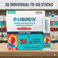 thumbnail image 1 of Liquid I.V. Hydration Multiplier, 30 Individual Serving Stick Packs in Resealable Pouch, Sugar Free, Ring Pop Cherry, 1 of 5