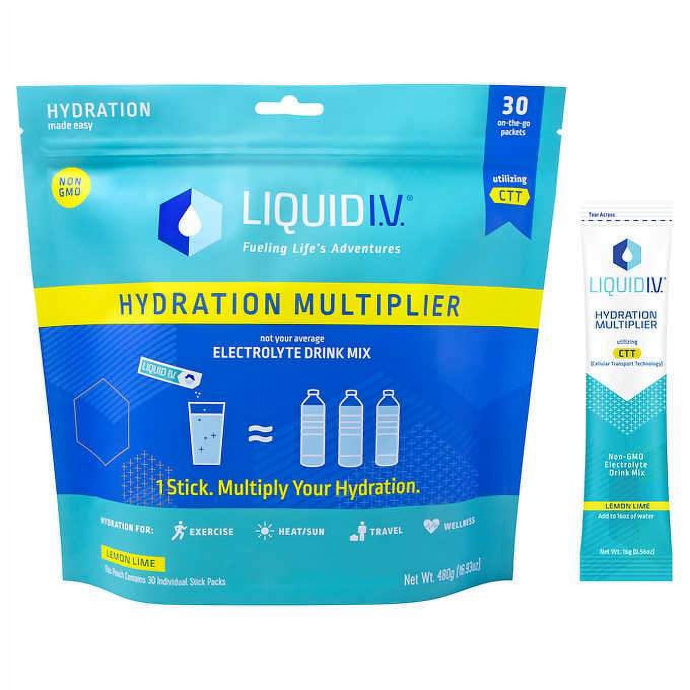 Liquid I.V. Hydration Multiplier, 30 Individual Serving Stick Packs in Resealable Pouch