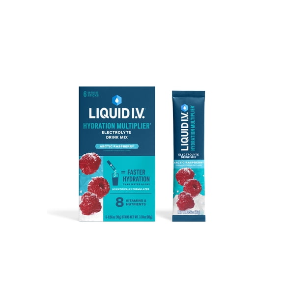 Liquid I.V. Arctic Raspberry Hydration Multiplier Powdered Electrolyte Drink Mix, 6 Count Packets