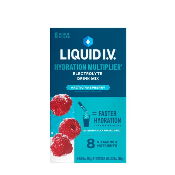 Liquid I.V. Arctic Raspberry Hydration Multiplier Powdered Electrolyte Drink Mix, 6 Count Packets