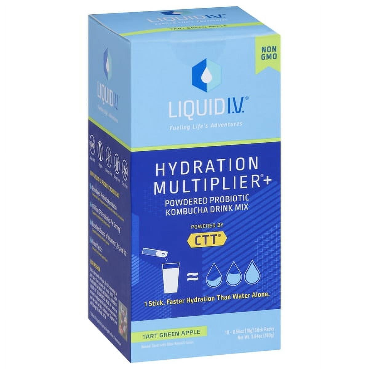 Liquid I.V. Hydration Multiplier Electrolyte Drink Mix Tart Green Apple  Flavor 10 Stick Packs 16g each *EN 