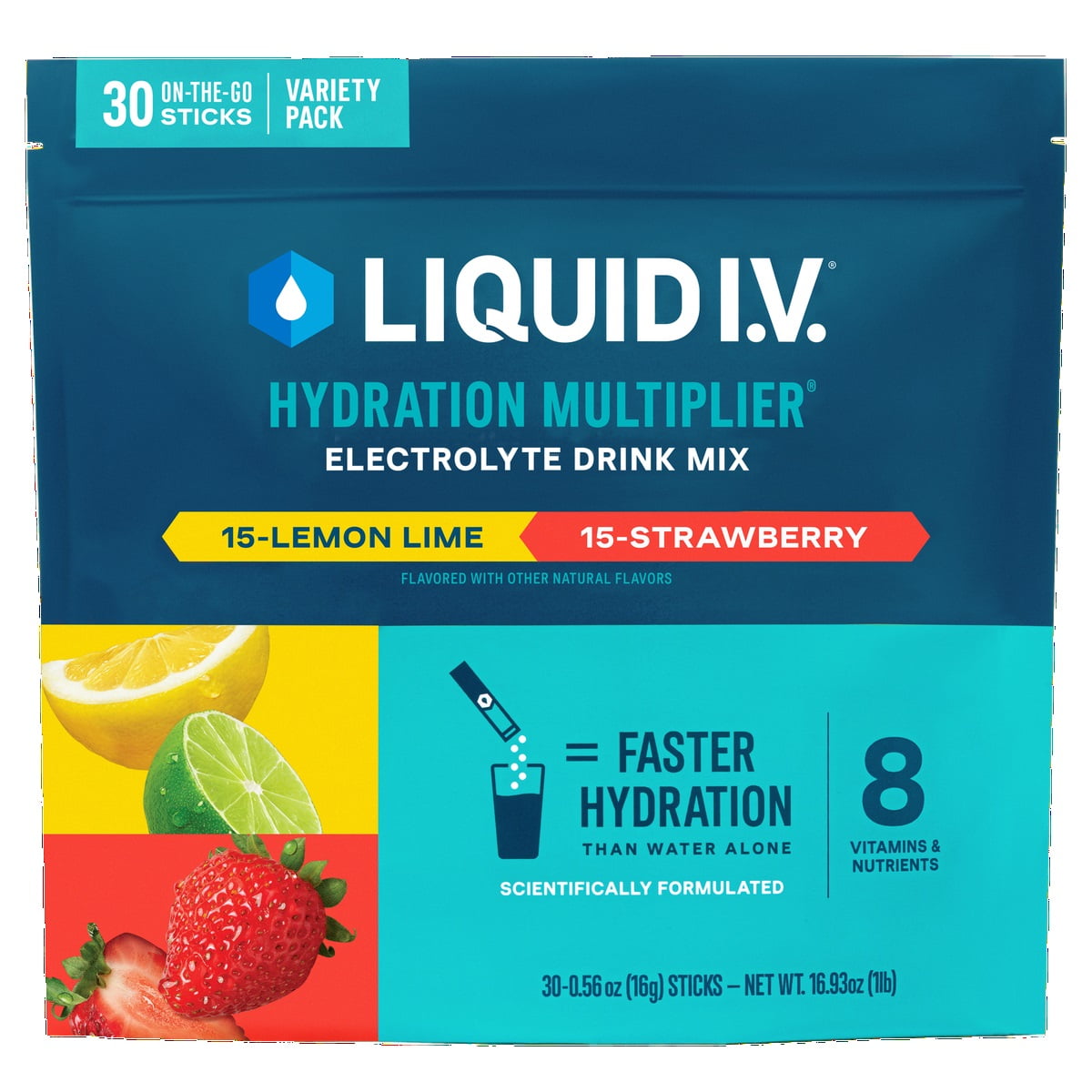 Liquid I.V. Hydration Multiplier Electrolyte Drink Mix, Variety, 0.56 Oz, 30 Ct