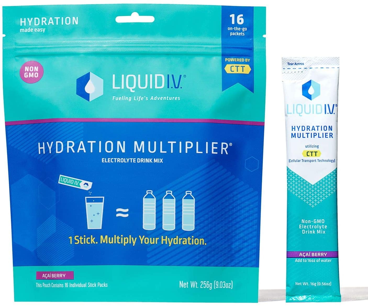 Liquid I.V. hyadration multiplier electrolyte drink mix seaberry 16-packs.