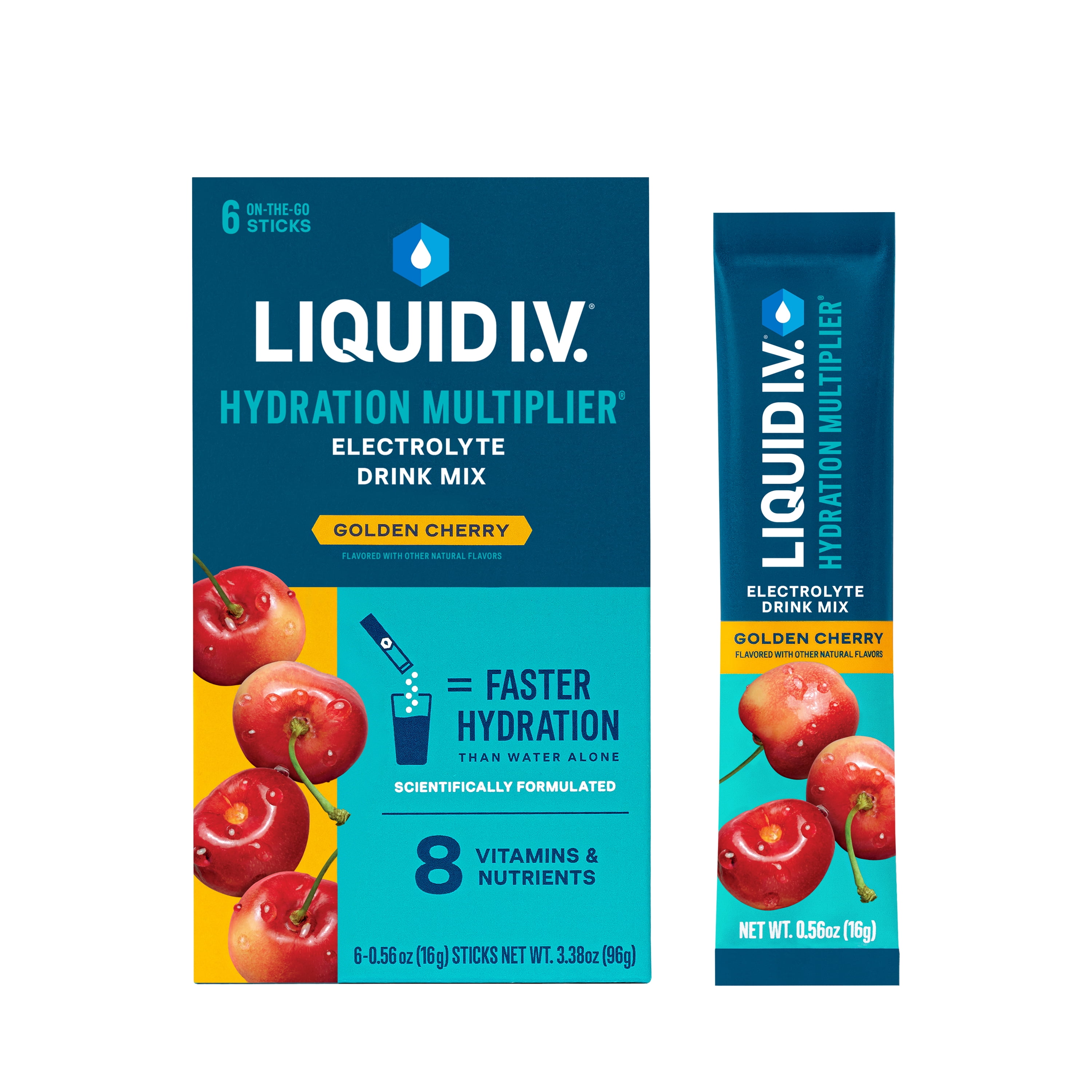 Liquid I V Golden Cherry Hydration Multiplier Powdered Electrolyte 