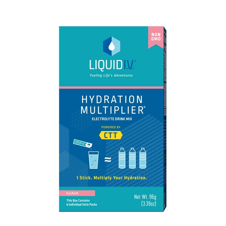 Liquid I.V. Hydration Multiplier Electrolyte Powder Packet Drink Mix,  Guava, 6 Ct 