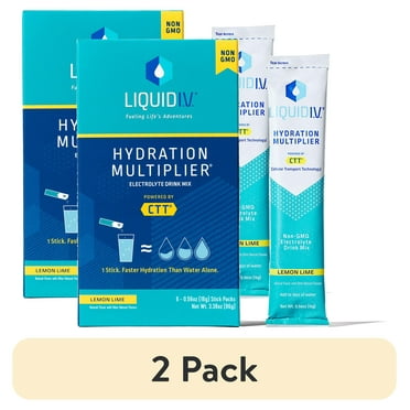 (2 pack) Liquid I.V. Hydration Multiplier Electrolyte Powder Packet Drink Mix, Lemon Lime, 6 Ct