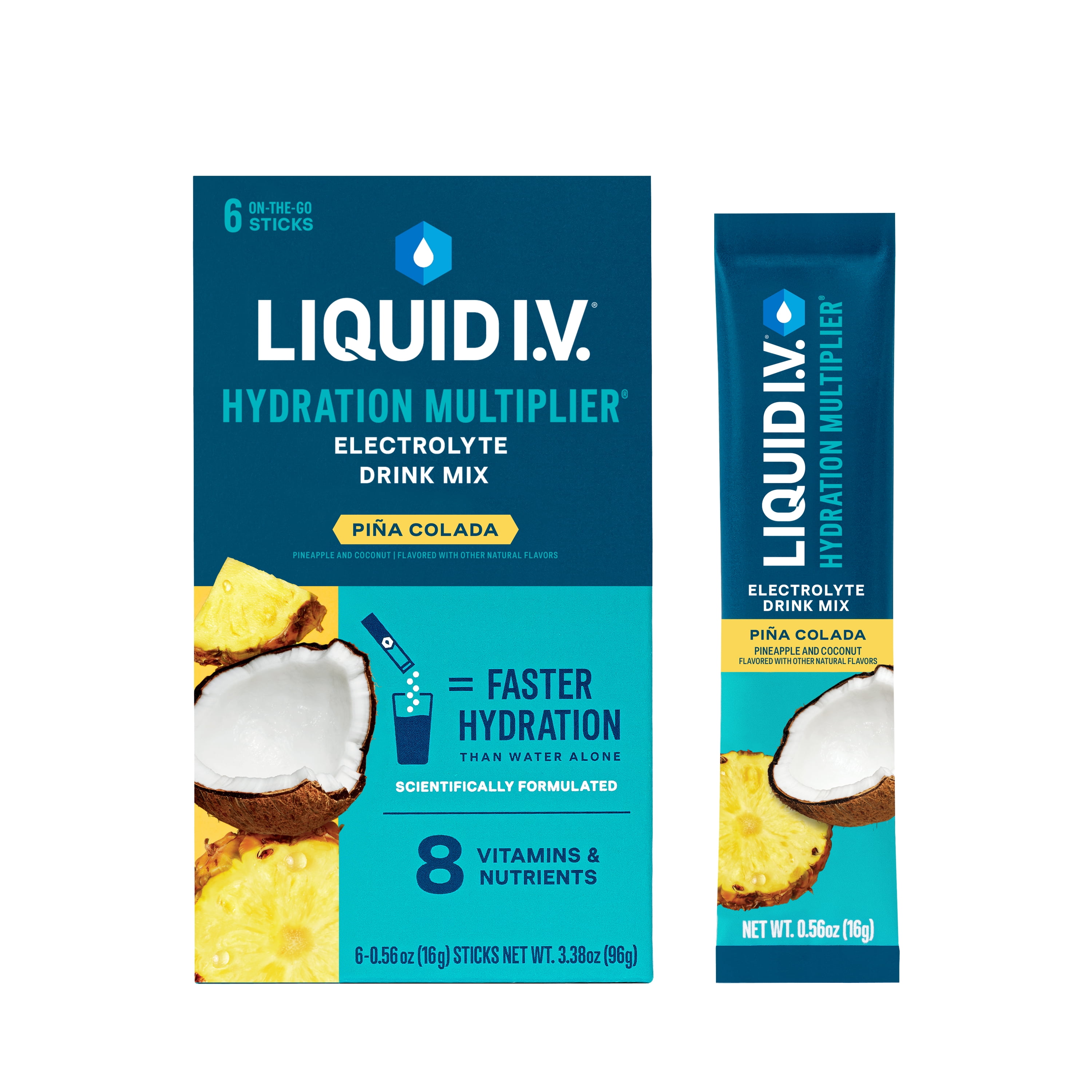 Liquid I.V. Pia Colada Hydration Multiplier Powdered Electrolyte Drink Mix, 6 Count Packets