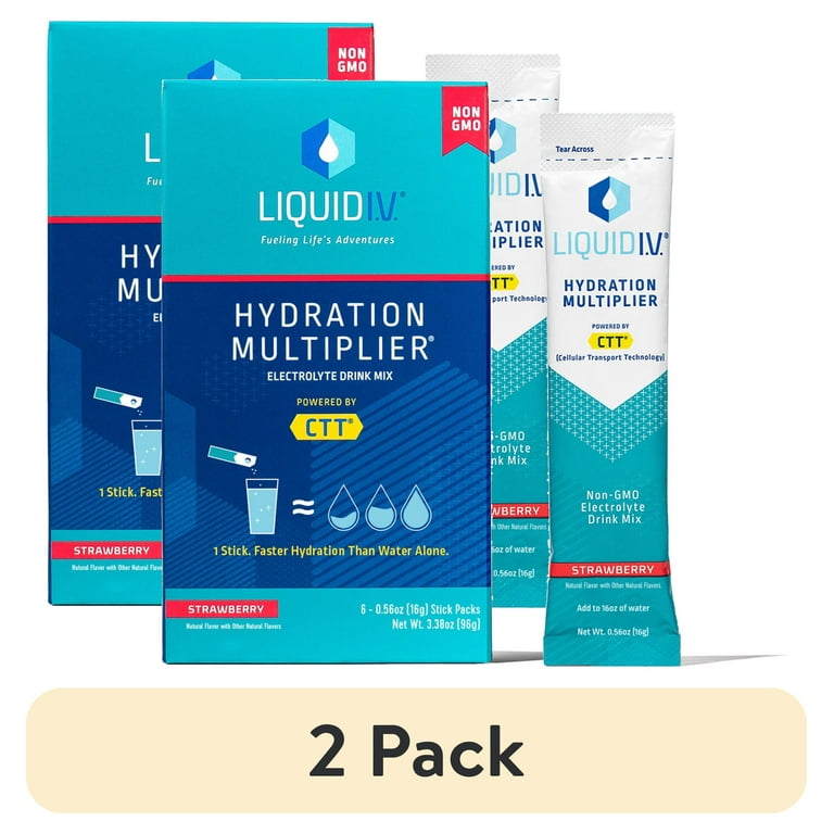 Liquid I.V. Hydration Multiplier Electrolyte Powder Packet Drink Mix,  Strawberry, 15 Ct